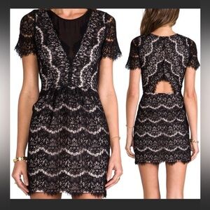 Dolce Vita Black Eyelash Lace Cutout Mini Dress Extra Small